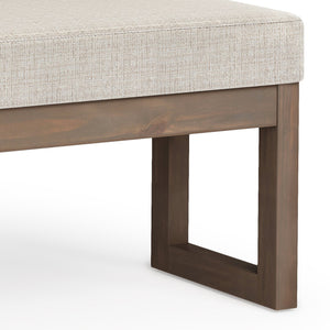 English Elm Milltown Large Ottoman Bench - Chic Platinum Tweed Upholstered Seat For Modern Living Spaces B136P159942