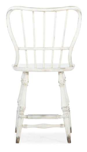 Hooker Furniture Ciao Ciao Bella Spindle Back Counter Stool In Vintage Chalky White – Farmhouse Comfort & Distressed Charm 5805-75351-02
