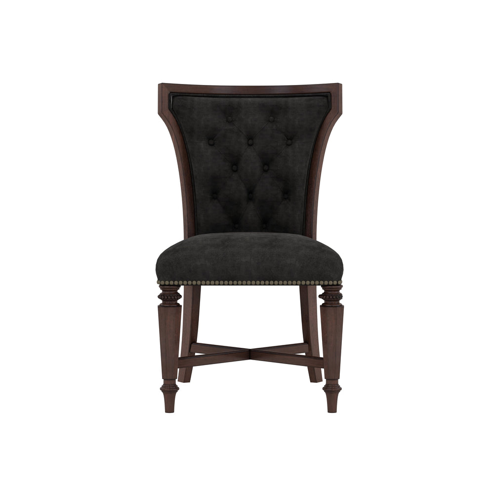 A.R.T. Furniture Revival Elegant Upholstered Side Chairs Set Of 2 - Traditional Charcoal Velvet With Mahogany Finish - Set Of 2 Black, Brown Rubberwood Solids,Quarter Mahogany Veneer,Foam,Fabric,Metal 328206-1730