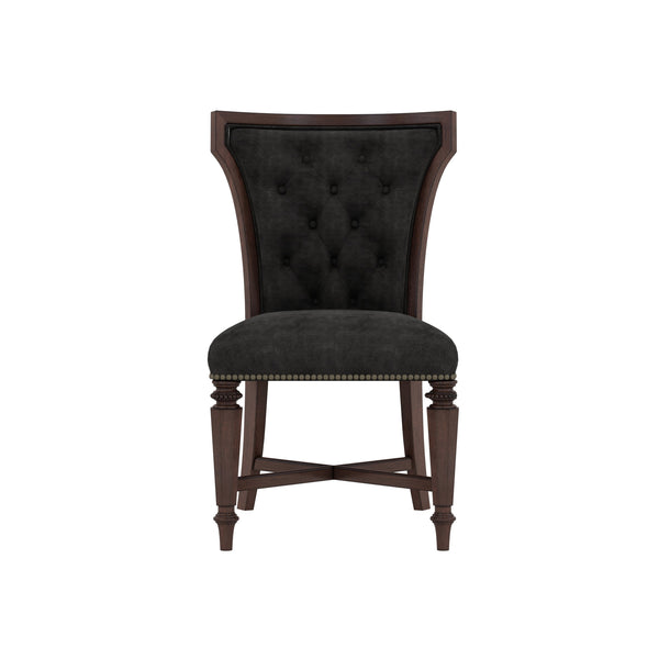 A.R.T. Furniture Revival Elegant Upholstered Side Chairs Set Of 2 - Traditional Charcoal Velvet With Mahogany Finish - Set Of 2 Black, Brown Rubberwood Solids,Quarter Mahogany Veneer,Foam,Fabric,Metal 328206-1730