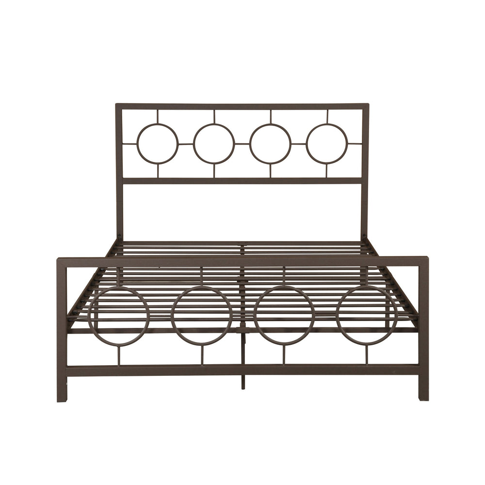 English Elm Christopher Knight Home® - QUEEN Copper Iron Metal Bed Frame – Low Profile Platform with Geometric Circular Design & Slats Support 63288.00HMCOP-Q