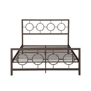 English Elm Christopher Knight Home® - QUEEN Copper Iron Metal Bed Frame – Low Profile Platform with Geometric Circular Design & Slats Support 63288.00HMCOP-Q