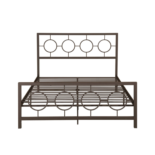 English Elm Christopher Knight Home® - QUEEN Copper Iron Metal Bed Frame – Low Profile Platform with Geometric Circular Design & Slats Support 63288.00HMCOP-Q