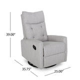 Christopher Knight Home® - Noble House - Woodglen Contemporary Glider Swivel Push Back Nursery Recliner - Light Gray and Black Finish