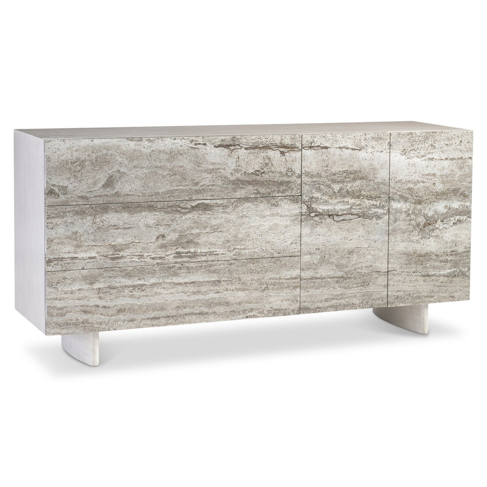 Bernhardt Bernhardt Sereno Walnut & Silver Travertine Buffet — Rustic Modern Storage, Soft-Close Drawers, 72" 329132