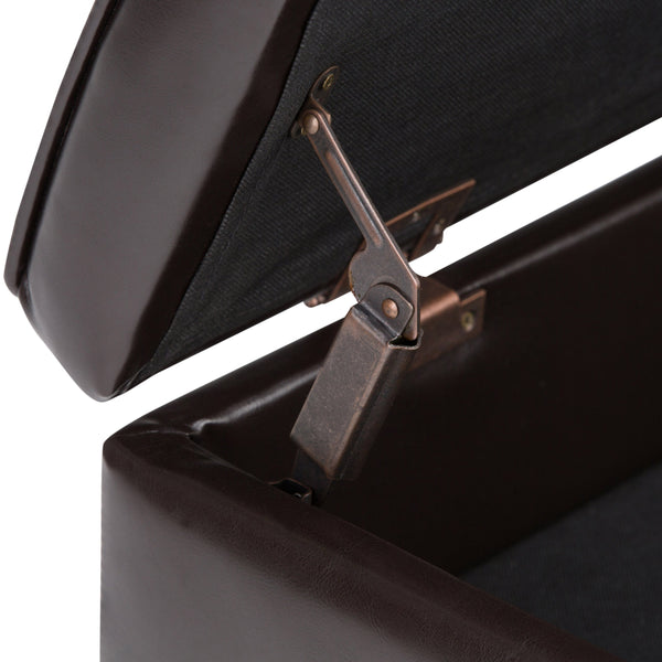 English Elm Cosmopolitan Storage Ottoman Bench In Tanners Brown - Stylish, Functional, And Child-Safe Design B136P159780