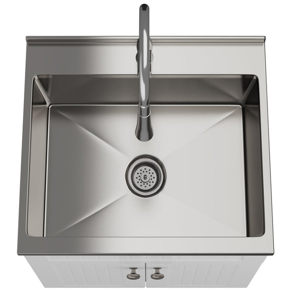 English Elm Beckham - 24" Laundry Cabinet With Durable Stainless Steel Sink & Functional Faucet - White Finish B136P158789