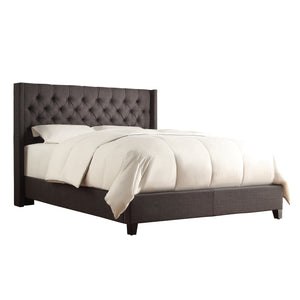 Homelegance By Top-Line Thorin Wingback Button Tufted Bed Dark Grey Linen