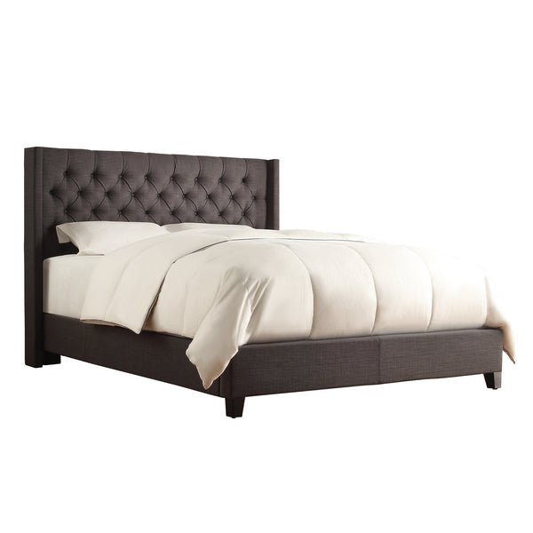 Homelegance By Top-Line Thorin Wingback Button Tufted Bed Dark Grey Linen