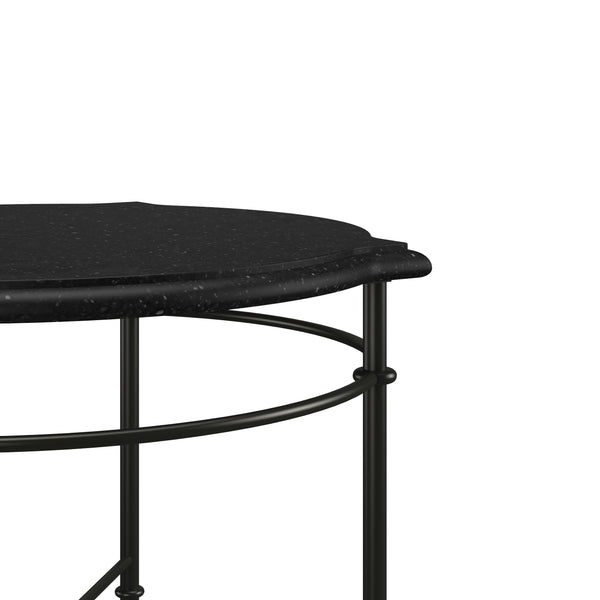 Atrium Round End Table with Elegant Granite Top & Stylish Oil Rubbed Bronze Metal Legs for Any Space