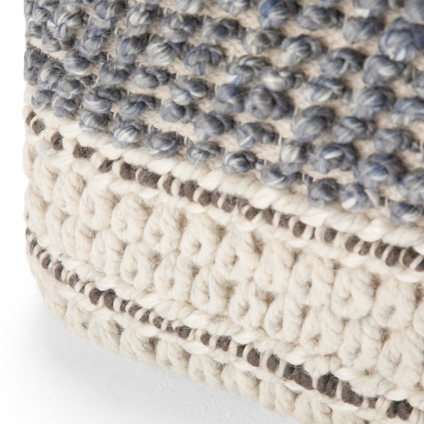 English Elm Grady Square Pouf - Handcrafted Blue & Natural Accent Piece For Stylish Seating & Footrest Use B136P159321