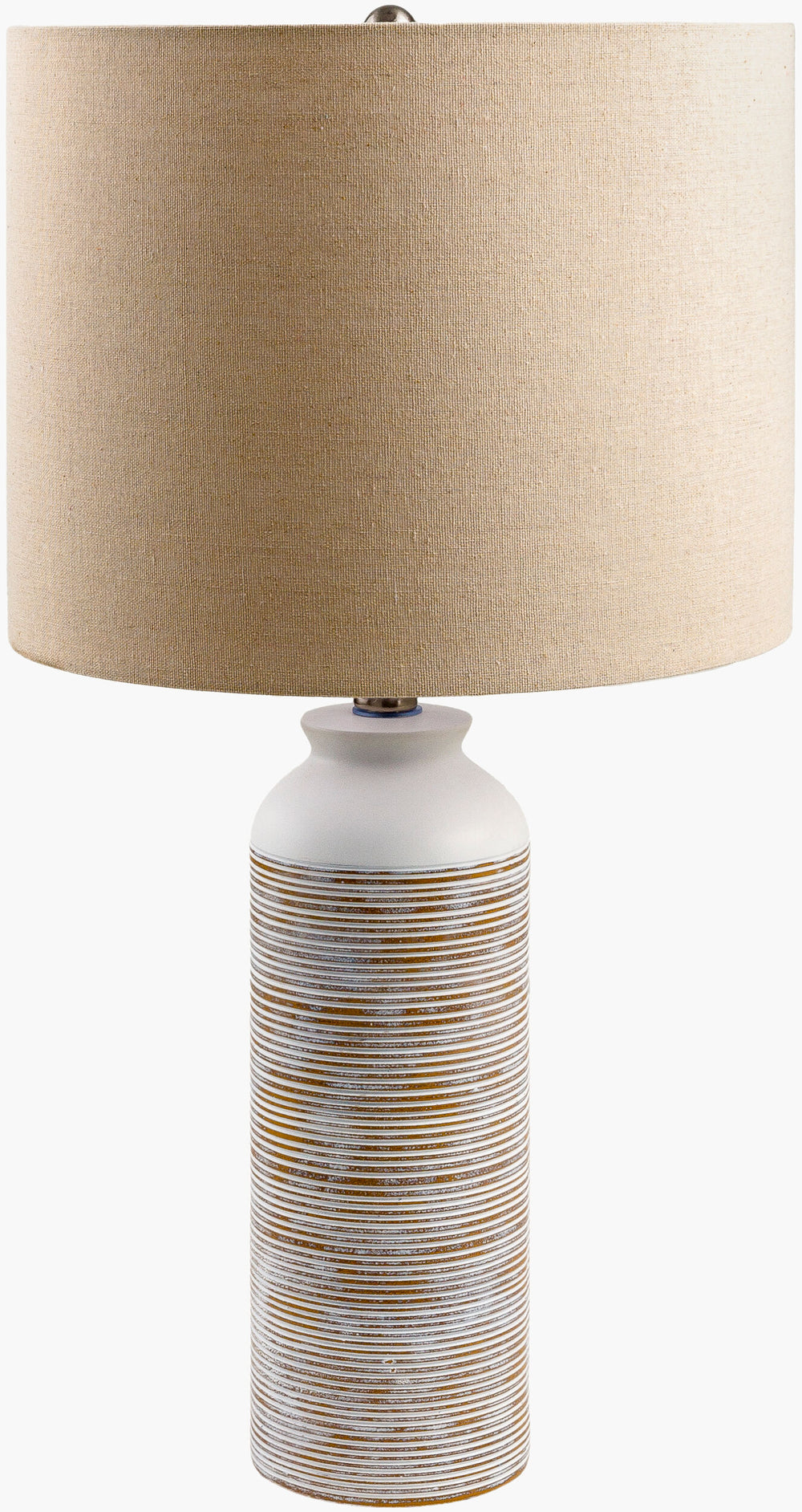 Surya Rhinebeck 24" Elegant Accent Table Lamp With Linen Shade & Durable Resin Body For Stylish Illumination Body, White,Shade (Outside), Cream,Shade (Inside), White,Finial, Metallic ,Silver,Harp, Metallic ,Nickel,Cord, Translucent Resin,Linen,Linen,Nickel Rnb-001