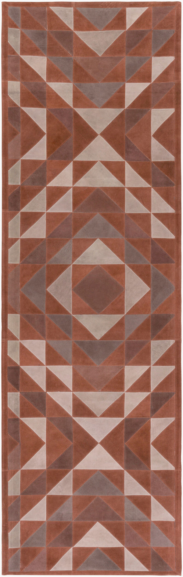 Surya Ranch Handcrafted 2'6" X 8' Leather Rug - Rustic Elegance, Spot Clean, One Year Warranty, Unique Design Medium Brown Leather Rnc1000-268