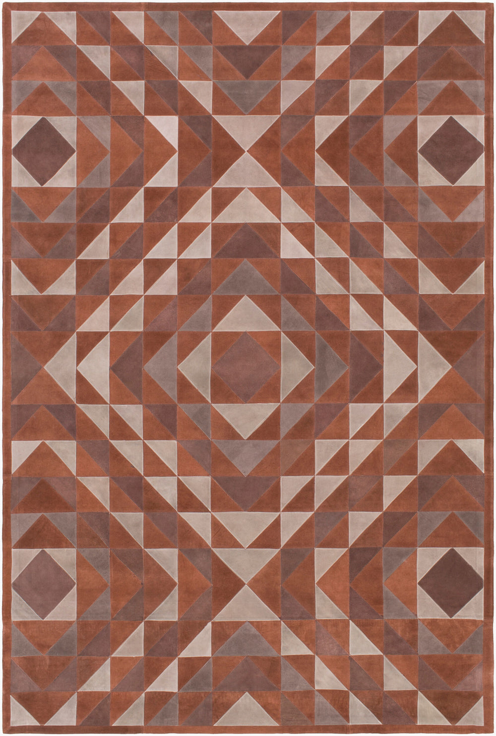 Surya Ranch Handcrafted 2'6" X 8' Leather Rug - Rustic Elegance, Spot Clean, One Year Warranty, Unique Design Medium Brown Leather Rnc1000-576