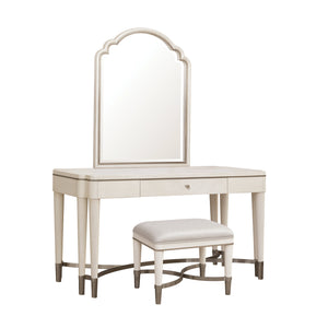 Grace Vanity and Mirror Set with Stool White with Opulent Opal Finish P377-BR-K11 Pulaski Furniture