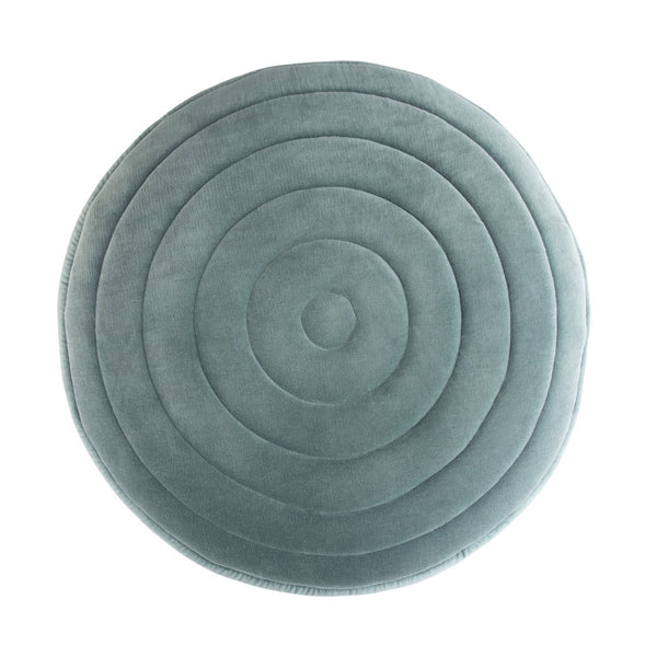 English Elm Vivienne Velvet Round Pouf Ottoman — Turquoise Handcrafted Footstool, Supportive Polystyrene Fill Blue B136P159343