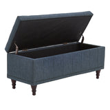 Homelegance By Top-Line Lyon Tufted Storage Bench Blue Polyester