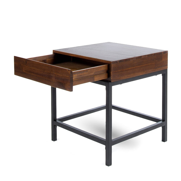 English Elm Christopher Knight Home® - STORAGE Dark Oak Side Table with Industrial Metal Frame, Sustainable Acacia Wood, Compact 22"H x 20"W 61360.00