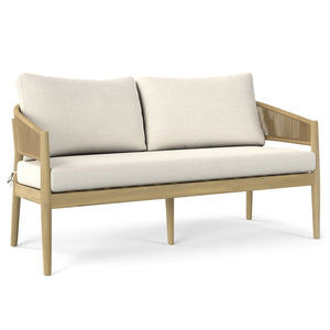 English Elm Bayshore Outdoor Sofa Natural – Handcrafted Acacia & Rust‑Resistant Aluminum, Weather‑Resistant Fabric B136P159390