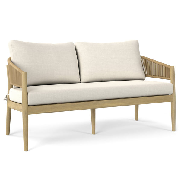 English Elm Bayshore Outdoor Sofa Natural – Handcrafted Acacia & Rust‑Resistant Aluminum, Weather‑Resistant Fabric B136P159390