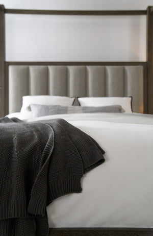 Hooker Furniture Miramar King Poster Bed With Tall Canopy, Cleary Cement Channel Headboard & Rustic Arabica Finish 6202-90666-TALL