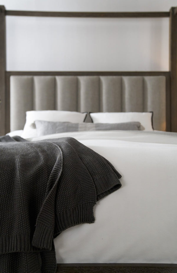 Hooker Furniture Miramar King Poster Bed With Tall Canopy, Cleary Cement Channel Headboard & Rustic Arabica Finish 6202-90666-TALL