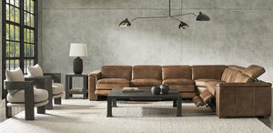 Bernhardt Bernhardt Lioni Leather Power-Motion Sectional With Usb Charging, Power Headrests, Sleek Contemporary Design Brown 153.5" W x 122.5" D x 32.5" H K2088