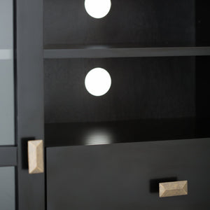 English Elm Artisan Tall Tv Media Stand - Handcrafted Black Lacquer Storage Solution For Up To 60" Tvs B136P158702