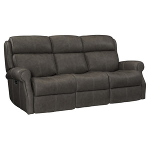 Bernhardt McGwire Leather Power Motion Sofa Grey Leather 397RLGO