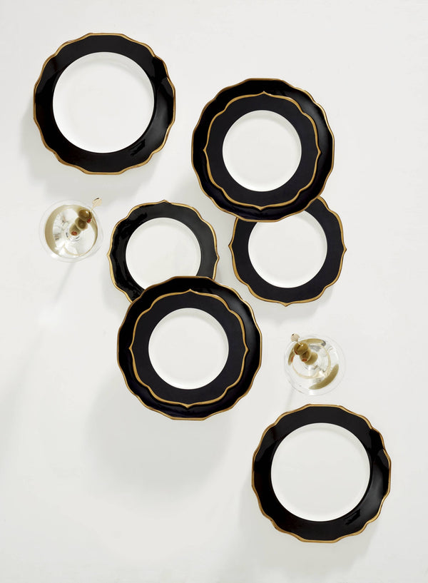 Lenox Contempo Luxe Black Accent Plates, Set of 4 White, WHITE PORCELAIN 896841