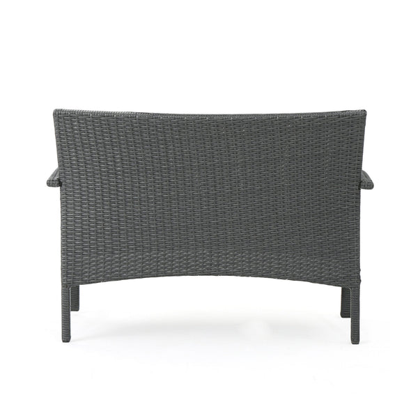 English Elm Christopher Knight Home® - CORDOBA PE Rattan 4-Pc Wicker Chat Set with Cushions, Iron Legs & Waterproof Fabric Comfort Grey 57458.00GRY