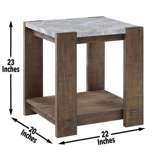 English Elm Steve Silver - Libby Sintered Stone End Table - Modern Rustic Design With Durable Wood & Stone Inlays, 30.25" L B081P157703-GIGA