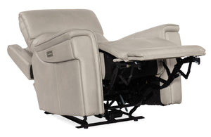 Hooker Furniture Lyra Zero Gravity Recliner With Power Headrest, Lumbar Support, Usb Port And Cupholder In Leather Light Gray SS608-PHZL1-091