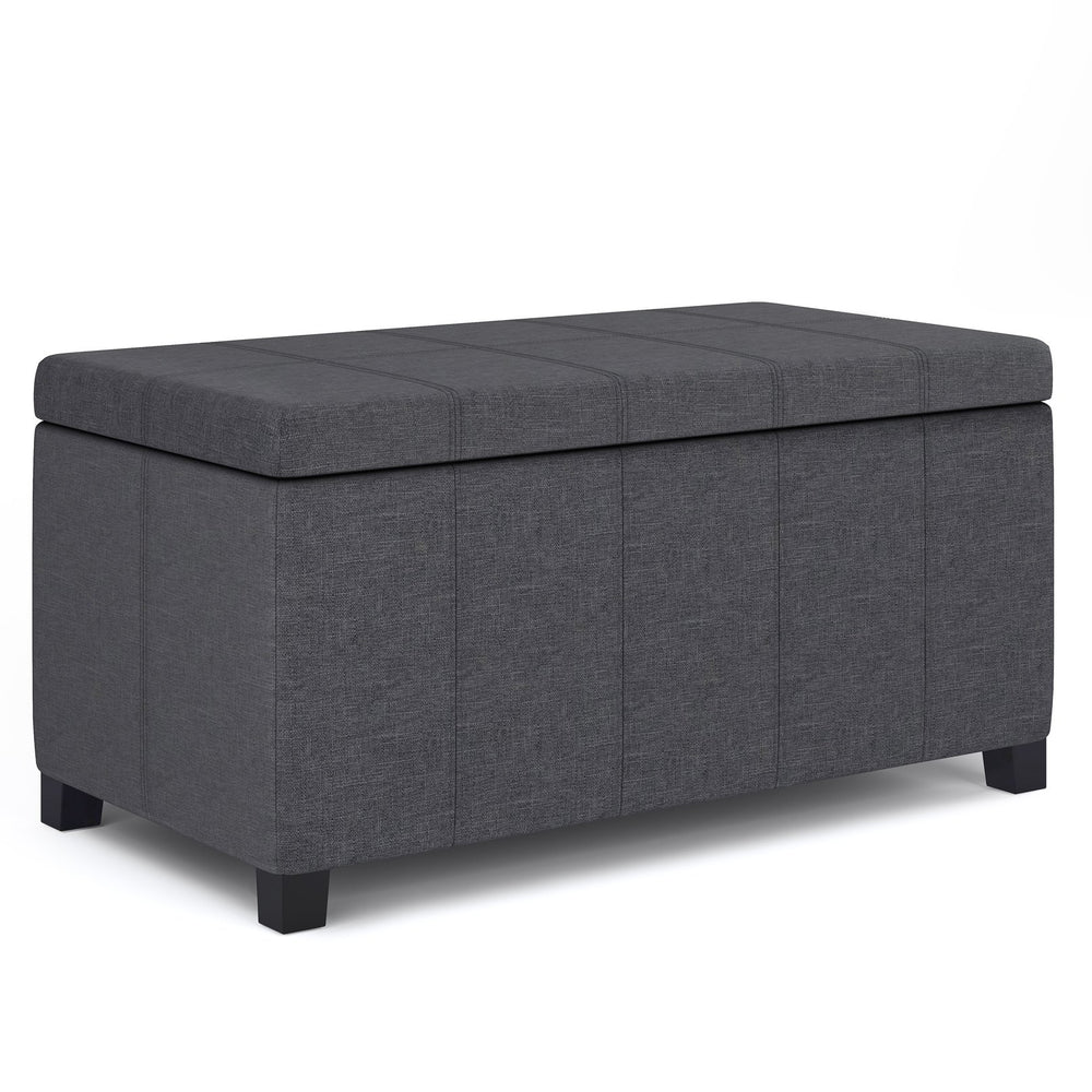 English Elm Dover Storage Ottoman Bench - Contemporary Slate Grey Upholstered Seating With Hidden Storage B136P159044