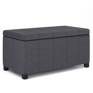 English Elm Dover Storage Ottoman Bench - Contemporary Slate Grey Upholstered Seating With Hidden Storage B136P159044