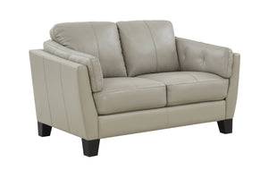 Porter Designs Porter Bergamo Elegant Cream Leather Loveseat With Tufted Arms And Espresso Legs For Stylish Comfort Cream Leather 02-189-02-4617