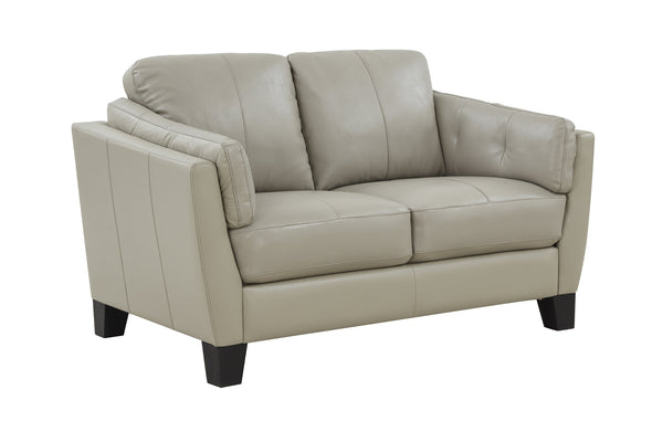 Porter Designs Porter Bergamo Elegant Cream Leather Loveseat With Tufted Arms And Espresso Legs For Stylish Comfort Cream Leather 02-189-02-4617