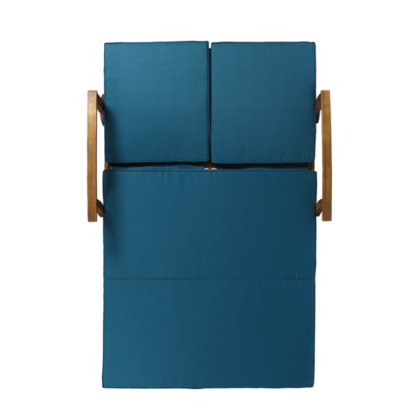English Elm Christopher Knight Home® - Perla Double Chaise Lounge - Stylish Acacia Wood Seating With Plush Cushions For Ultimate Comfort 63357.00BLU