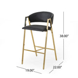 Christopher Knight Home® - Noble House - Folwell Modern Faux Leather Barstool, Black and Gold - Set of 2