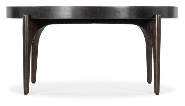 Hooker Furniture Commerce Acacia Round Cocktail Table 40" — Dark Natural Tray-Top, Curved Legs, Durable Solid Wood 7228-80105-89
