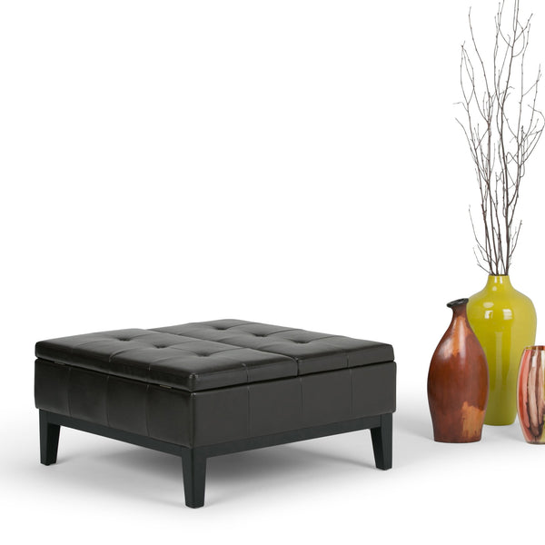 English Elm Dover Square Coffee Table Ottoman - Stylish Tanners Brown Storage Solution For Modern Spaces B136P158205