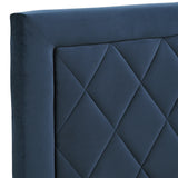 Homelegance By Top-Line Terrell Black Finish Frame with Velvet Fabric Platform Bed Blue Velvet