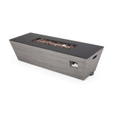 Christopher Knight Home® - Noble House - Langton Outdoor 50,000 Btu Lightweight Concrete and Ceramic Rectangular Fire Pit (No Tank Holder), Dark Gray and Black