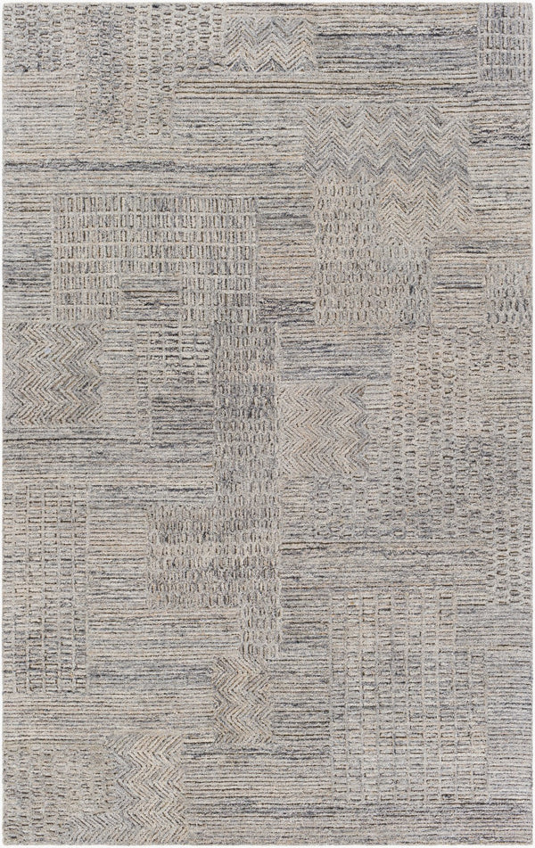 Surya Rosario 2' X 3' Handmade Area Rug - Global Style, Durable Polyester & Wool, High/Low Pile Design Charcoal Polyester,Wool Roa2300-23