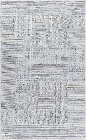 Surya Rosario 2' X 3' Handmade Area Rug - Global Style, Durable Polyester & Wool, High/Low Pile Design Charcoal Polyester,Wool Roa2302-23