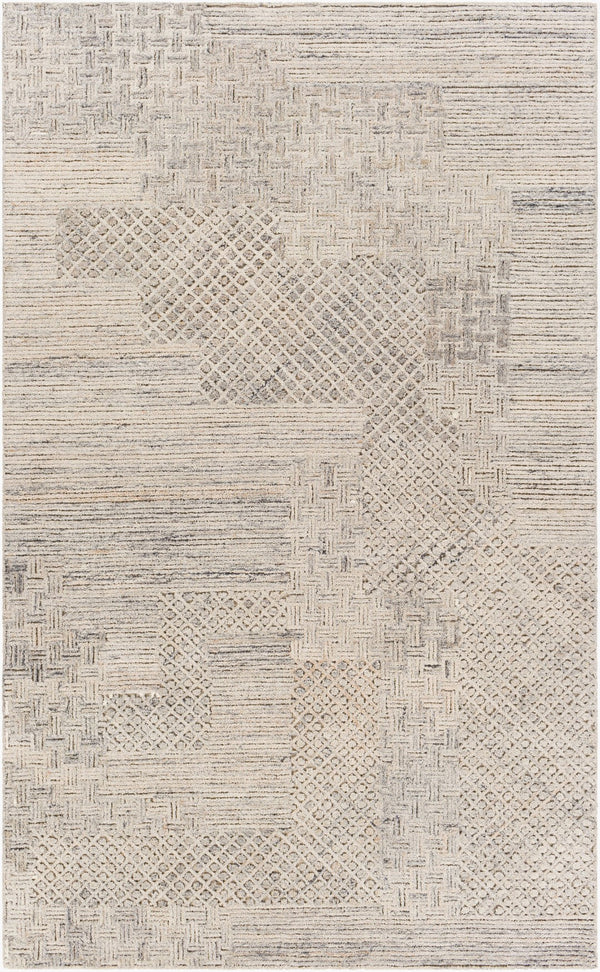 Surya Rosario 2' X 3' Handmade Area Rug - Global Style, Durable Polyester & Wool, High/Low Pile Design Charcoal Polyester,Wool Roa2304-23