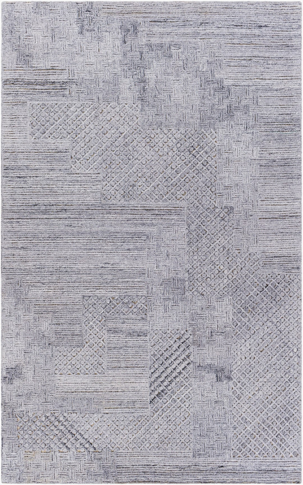 Surya Rosario 2' X 3' Handmade Area Rug - Global Style, Durable Polyester & Wool, High/Low Pile Design Charcoal Polyester,Wool Roa2305-23