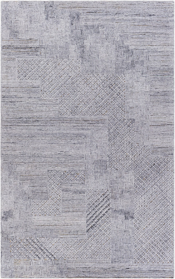 Surya Rosario 2' X 3' Handmade Area Rug - Global Style, Durable Polyester & Wool, High/Low Pile Design Charcoal Polyester,Wool Roa2305-23