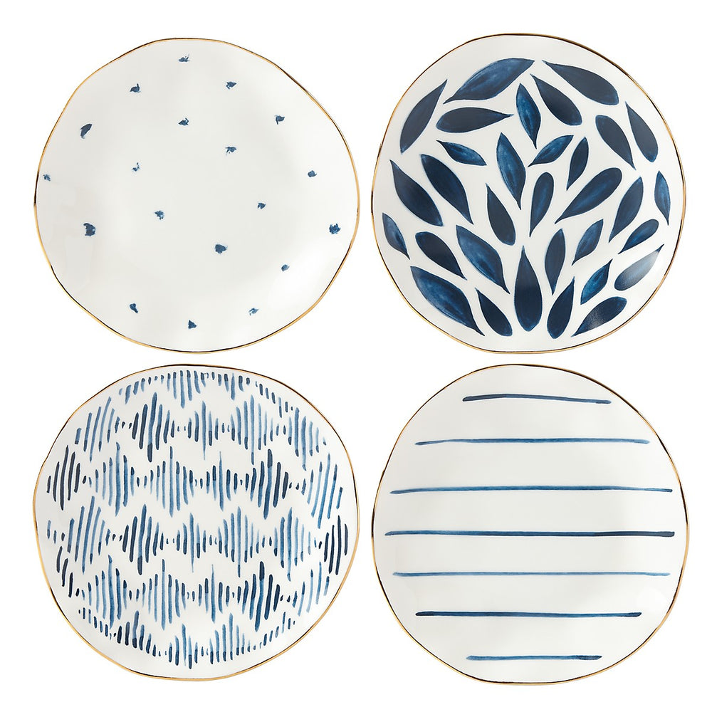 Lenox Blue Bay 4-Piece Tidbit Plate Set Blue, WHITE PORCELAIN 890210