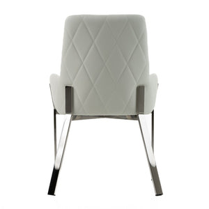VIG Furniture Robin Modern Bonded Leather Accent Chair With Brushed Stainless Frame, Cushioned Comfort & Stitching White Dining Chair VGVCB8366-WHT